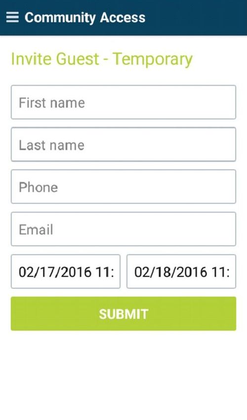 Permanent Guest Invitation screen on your community access app