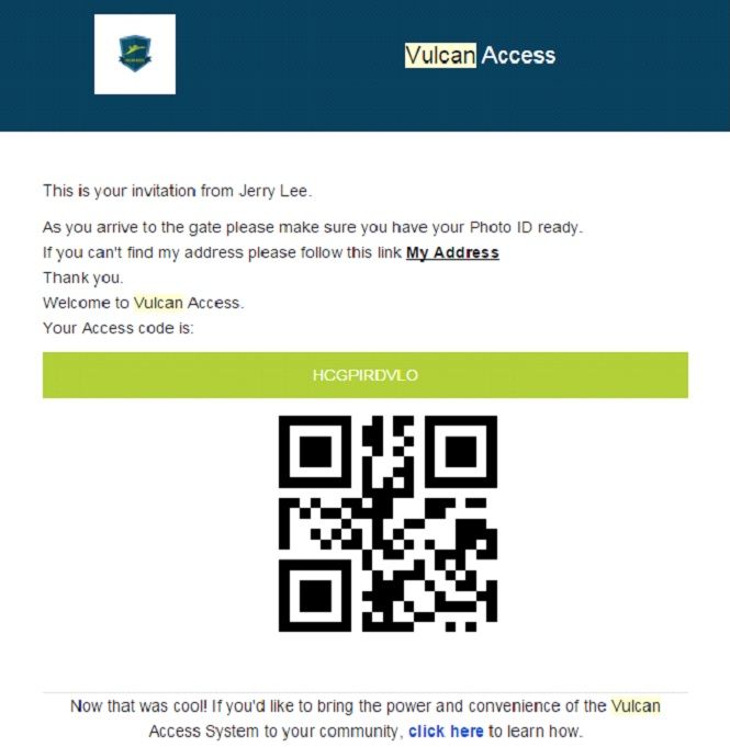 An example of an invitation with a QR code